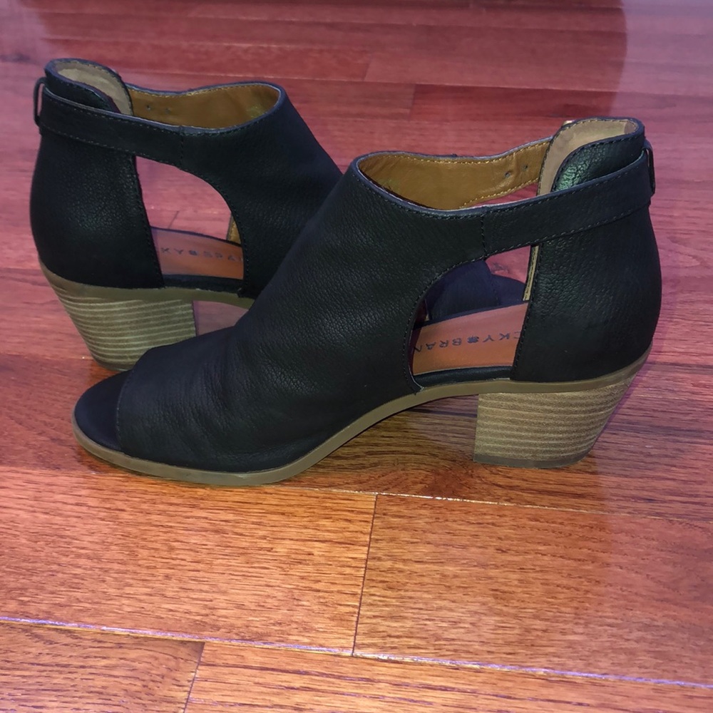 DSW black open toed heels